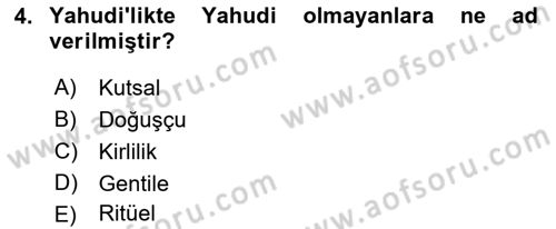 Din ve Toplum Dersi 2018 - 2019 Yılı (Vize) Ara Sınav Soruları 4. Soru