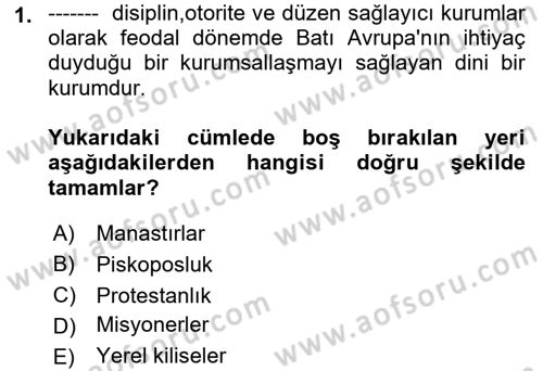 Din ve Toplum Dersi 2018 - 2019 Yılı (Final) Dönem Sonu Sınav Soruları 1. Soru