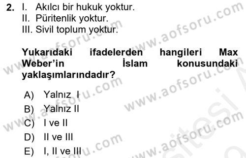 Din ve Toplum Dersi 2018 - 2019 Yılı (Final) Dönem Sonu Sınav Soruları 2. Soru