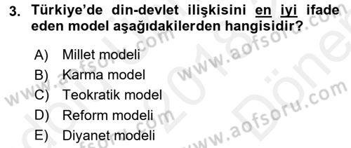 Din ve Toplum Dersi 2018 - 2019 Yılı (Final) Dönem Sonu Sınav Soruları 3. Soru