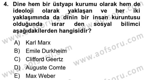Din ve Toplum Dersi 2018 - 2019 Yılı (Final) Dönem Sonu Sınav Soruları 4. Soru