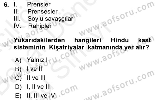 Din ve Toplum Dersi 2018 - 2019 Yılı (Final) Dönem Sonu Sınav Soruları 6. Soru