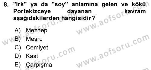 Din ve Toplum Dersi 2018 - 2019 Yılı (Final) Dönem Sonu Sınav Soruları 8. Soru