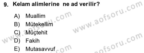 Din ve Toplum Dersi 2018 - 2019 Yılı (Final) Dönem Sonu Sınav Soruları 9. Soru