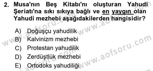 Din ve Toplum Dersi 2018 - 2019 Yılı Yaz Okulu Sınavı 2. Soru