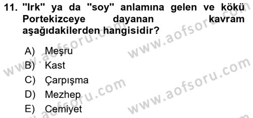 Din ve Toplum Dersi 2020 - 2021 Yılı Yaz Okulu Sınav Soruları 11. Soru