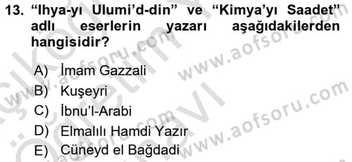Din ve Toplum Dersi 2020 - 2021 Yılı Yaz Okulu Sınav Soruları 13. Soru