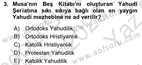 Din ve Toplum Dersi 2020 - 2021 Yılı Yaz Okulu Sınav Soruları 3. Soru