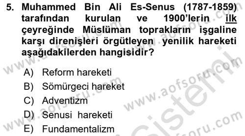 Din ve Toplum Dersi 2020 - 2021 Yılı Yaz Okulu Sınav Soruları 5. Soru
