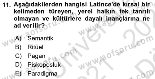 Din ve Toplum Dersi 2021 - 2022 Yılı (Vize) Ara Sınav Soruları 11. Soru
