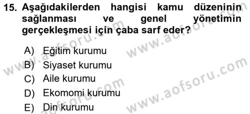 Din ve Toplum Dersi 2021 - 2022 Yılı (Vize) Ara Sınav Soruları 15. Soru