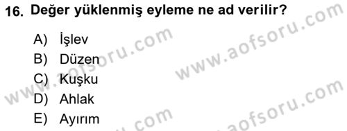 Din ve Toplum Dersi 2021 - 2022 Yılı (Vize) Ara Sınav Soruları 16. Soru