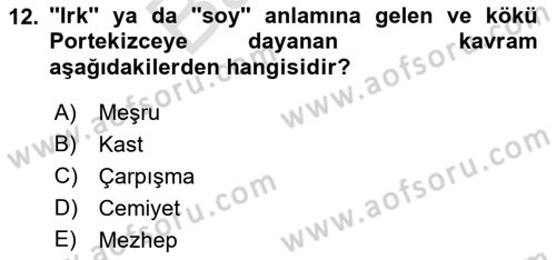 Din ve Toplum Dersi 2021 - 2022 Yılı (Final) Dönem Sonu Sınav Soruları 12. Soru