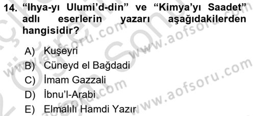 Din ve Toplum Dersi 2021 - 2022 Yılı (Final) Dönem Sonu Sınav Soruları 14. Soru