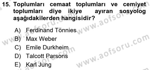 Din ve Toplum Dersi 2021 - 2022 Yılı (Final) Dönem Sonu Sınav Soruları 15. Soru