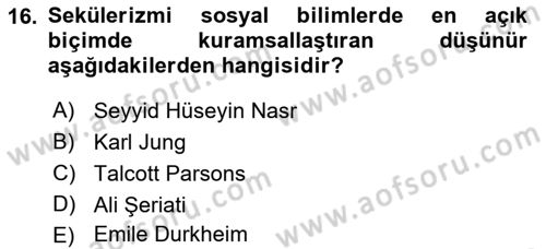 Din ve Toplum Dersi 2021 - 2022 Yılı (Final) Dönem Sonu Sınav Soruları 16. Soru