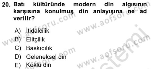 Din ve Toplum Dersi 2021 - 2022 Yılı (Final) Dönem Sonu Sınav Soruları 20. Soru