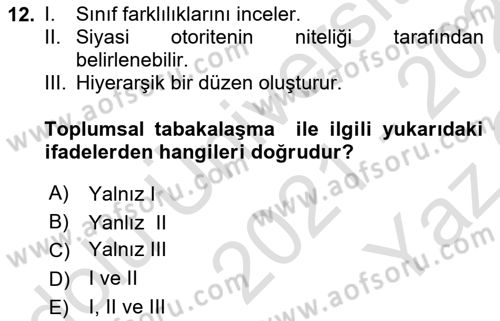 Din ve Toplum Dersi 2021 - 2022 Yılı Yaz Okulu Sınavı 12. Soru