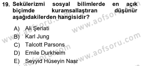 Din ve Toplum Dersi 2021 - 2022 Yılı Yaz Okulu Sınav Soruları 19. Soru