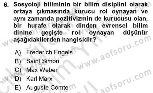 Din ve Toplum Dersi 2021 - 2022 Yılı Yaz Okulu Sınav Soruları 6. Soru