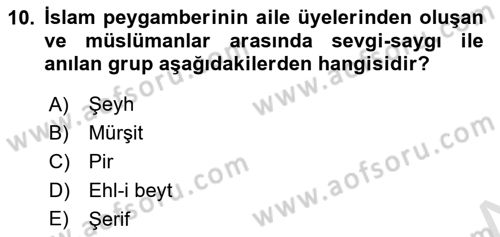 Din ve Toplum Dersi 2022 - 2023 Yılı Yaz Okulu Sınav Soruları 10. Soru