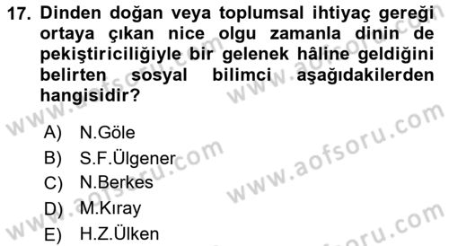 Din ve Toplum Dersi 2022 - 2023 Yılı Yaz Okulu Sınav Soruları 17. Soru