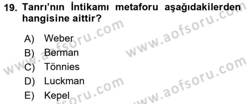 Din ve Toplum Dersi 2022 - 2023 Yılı Yaz Okulu Sınav Soruları 19. Soru