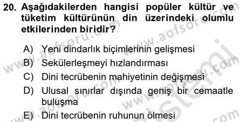 Din ve Toplum Dersi 2022 - 2023 Yılı Yaz Okulu Sınav Soruları 20. Soru