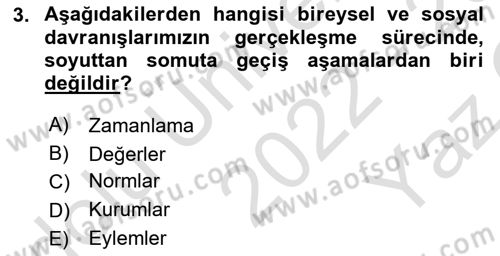 Din ve Toplum Dersi 2022 - 2023 Yılı Yaz Okulu Sınav Soruları 3. Soru
