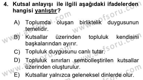 Din ve Toplum Dersi 2022 - 2023 Yılı Yaz Okulu Sınav Soruları 4. Soru