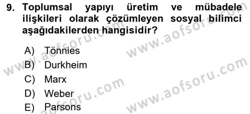 Din ve Toplum Dersi 2022 - 2023 Yılı Yaz Okulu Sınav Soruları 9. Soru