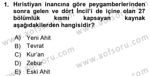 Din ve Toplum Dersi 2023 - 2024 Yılı (Vize) Ara Sınav Soruları 1. Soru