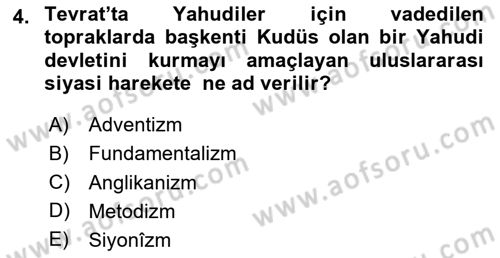 Din ve Toplum Dersi 2023 - 2024 Yılı (Vize) Ara Sınav Soruları 4. Soru