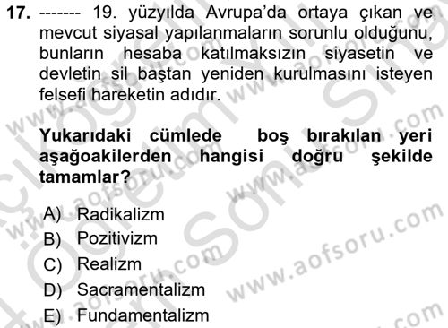 Din ve Toplum Dersi 2023 - 2024 Yılı (Final) Dönem Sonu Sınav Soruları 17. Soru