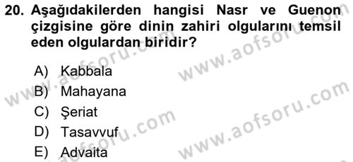 Din ve Toplum Dersi 2023 - 2024 Yılı (Final) Dönem Sonu Sınav Soruları 20. Soru