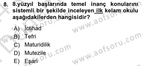 Din ve Toplum Dersi 2023 - 2024 Yılı (Final) Dönem Sonu Sınav Soruları 8. Soru