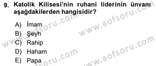 Din ve Toplum Dersi 2023 - 2024 Yılı (Final) Dönem Sonu Sınav Soruları 9. Soru