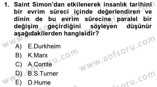 Din ve Toplum Dersi 2023 - 2024 Yılı Yaz Okulu Sınav Soruları 1. Soru