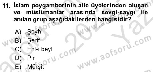 Din ve Toplum Dersi 2023 - 2024 Yılı Yaz Okulu Sınav Soruları 11. Soru