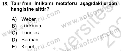 Din ve Toplum Dersi 2023 - 2024 Yılı Yaz Okulu Sınav Soruları 18. Soru