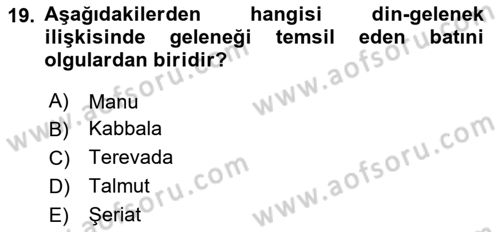 Din ve Toplum Dersi 2023 - 2024 Yılı Yaz Okulu Sınav Soruları 19. Soru