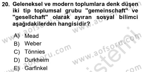 Din ve Toplum Dersi 2023 - 2024 Yılı Yaz Okulu Sınav Soruları 20. Soru