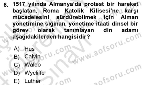 Din ve Toplum Dersi 2023 - 2024 Yılı Yaz Okulu Sınav Soruları 6. Soru