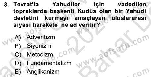 Din ve Toplum Dersi 2024 - 2025 Yılı (Vize) Ara Sınav Soruları 3. Soru