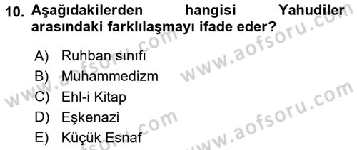 Din ve Toplum Dersi 2024 - 2025 Yılı (Final) Dönem Sonu Sınav Soruları 10. Soru