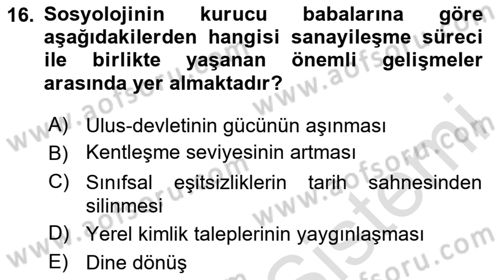 Din ve Toplum Dersi 2024 - 2025 Yılı (Final) Dönem Sonu Sınav Soruları 16. Soru