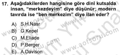 Din ve Toplum Dersi 2024 - 2025 Yılı (Final) Dönem Sonu Sınav Soruları 17. Soru