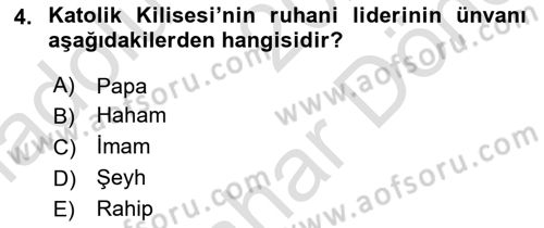 Din ve Toplum Dersi 2024 - 2025 Yılı (Final) Dönem Sonu Sınav Soruları 4. Soru