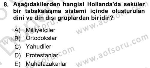 Din ve Toplum Dersi 2024 - 2025 Yılı (Final) Dönem Sonu Sınav Soruları 8. Soru