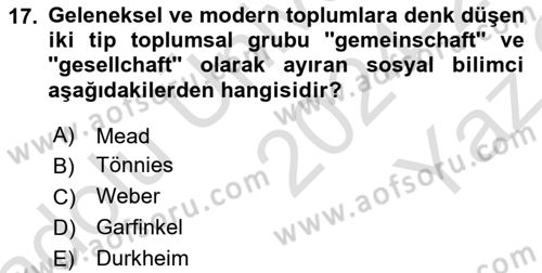 Din ve Toplum Dersi 2024 - 2025 Yılı Yaz Okulu Sınav Soruları 17. Soru